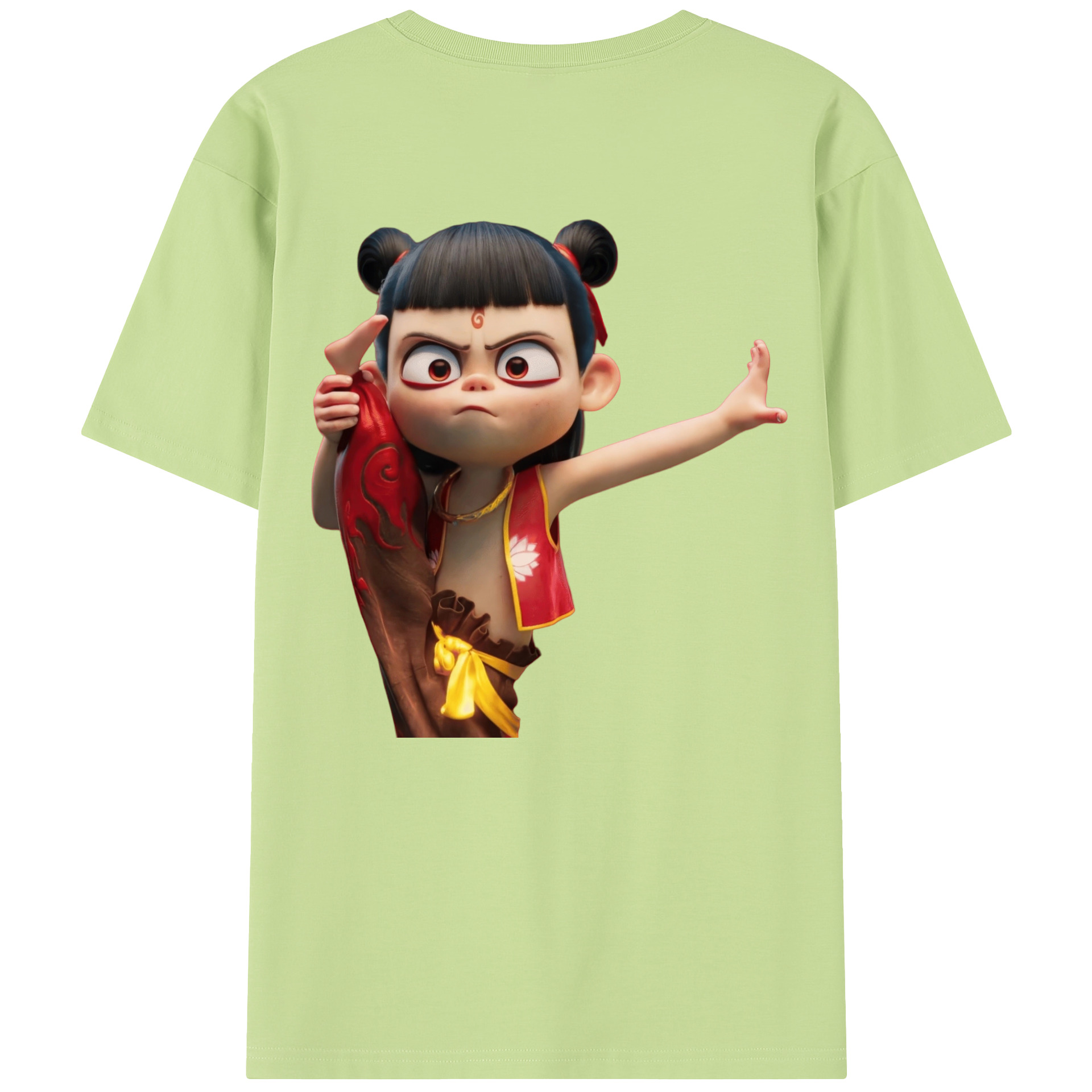 （画像用） Ne Zha 2 ナタ 魔童の大暴れ 綿100％半袖Tシャツ（背面プリント）